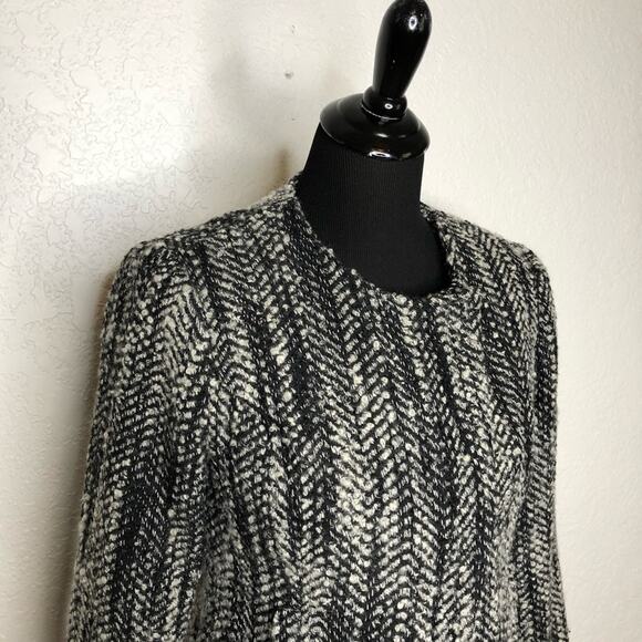 Cabi Over the Moon black white tweed zip wool blend blazer jacket size 6 #529 - Picture 3 of 16